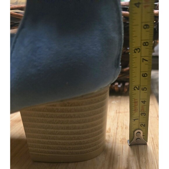 Blue Peep Shootie Open Toe Perforated Sandals Cutout Block Heels Sz 11.5 Sz (44) - Picture 3 of 3